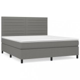 Cumpara ieftin Pat continental cu saltea, gri inchis, 160x200 cm, tesatura