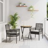 VidaXL Set Bistro de Grădină 3 pcs Negru Rattan poli 3334967
