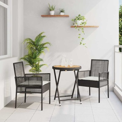 vidaXL Set Bistro de Grădină 3 pcs Negru Rattan poli 3334967 foto