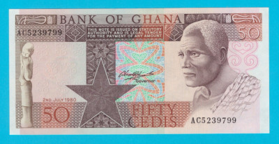 Ghana 50 Cedis 1980 &amp;#039;Seria 1979-82&amp;#039; UNC serie: AC5239799 foto