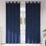 vidaXL Draperii opace cu ocheți, 2 buc., albastru &icirc;nchis, catifea