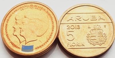 2299 Aruba 5 Florin 2014 Willem-Alexander (1 Year Kingship) km 59 UNC foto