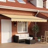 vidaXL Copertina retractabila terasa gradina 4x3.5m galben alb protectie sol ploaie usoara