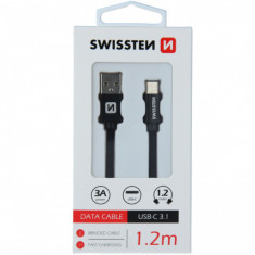 Cablu Date Si Incarcare USB Type C Textil 1,2 m Samsung Huawei LG Asus Allview Negru foto