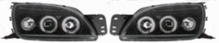 Set faruri tuning Mazda 121(JASM/JBSM); 01.2000-12.2002; Ford Fiesta 09.1999-12.2001 Stanga+Dreapta, tip bec H1+H1, culoare negru, tip bec pozitie fi