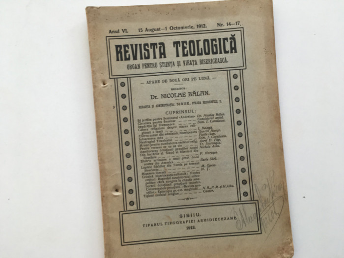 REVISTA TEOLOGICA -SIBIU 1912- nr.14-17 TEXTE DE NICOLAE BALAN, DIM. CORNILESCU
