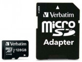 Card memorie Verbatim 47044 microSDXC Pro, 128 GB, Clasa 10, USH-I + Adaptor SD (Negru)