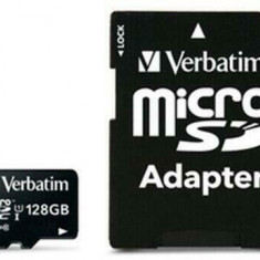 Card memorie Verbatim 47044 microSDXC Pro, 128 GB, Clasa 10, USH-I + Adaptor SD (Negru)