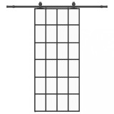 Usa glisanta cu set de feronerie neagra 90x205 cm Sticla ESG