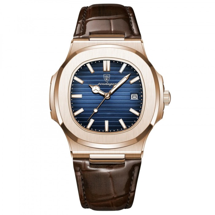 Ceas barbatesc de mana Poedagar Fashion Quartz Casual Piele Maro Albastru