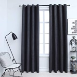 Gossi draperii opace cu inele metalice, 2 buc., antracit, 140x175 cm
