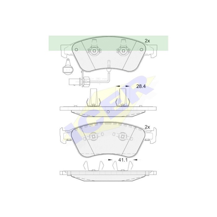 Set placute frana punte fata Icer 181725 Audi A6 (C6), 05.2004-03.2011, A8, 1994-2010; VW Phaeton 2002-2016
