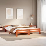 VidaXL Cadru de pat fără saltea, maro ceruit 200x200 cm lemn masiv pin 855462