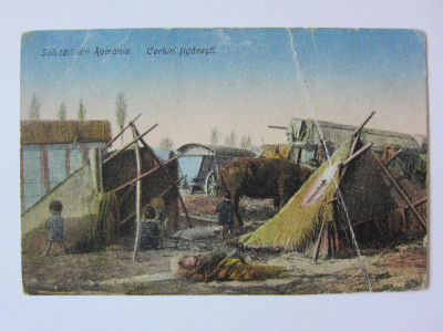 Rară! Carte poștala corturi țigănești circulată 1922 foto