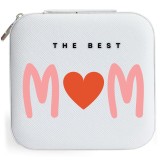 Cutie de bijuterii portabila, personalizata pentru Cea mai Buna Mama, 10x10x5 cm, alba, THE BEST MOM