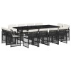 Set mobilier de gradina cu perne, 13 piese, negru, poliratan