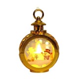 Decoratiune craciun tip felinare cu baterii, 13.5 x 9 cm,lumanare cu geam si inscriptie om de zapada,lumina alb cald,baterii incluse,auriu, Flippy