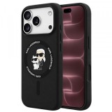 Husa MagSafe pentru Apple iPhone 18 Pro Max / 17 Pro Max, Karl Lagerfeld, Silicone Ring Karl &amp; Choupette, Neagra