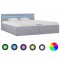 Gossi cadru pat hidraulic cu lada led gri deschis 180x200 cm textil