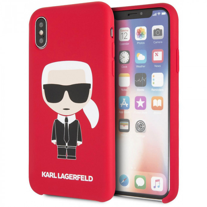 Husa TPU Karl Lagerfeld Ikonik Full Body pentru Apple iPhone X / Apple iPhone XS, Rosie KLHCPXSLFKRE