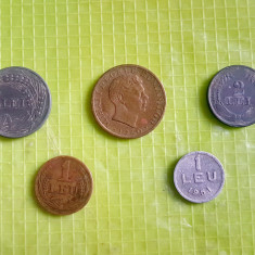 F467-Lot 6 monede Romania vechi 5 regaliste+ 1 populara 1951. Pret pe lot.