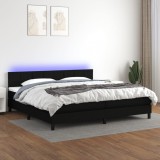 Cumpara ieftin Pat cu arcuri, saltea și LED, negru, 200x200 cm, textil