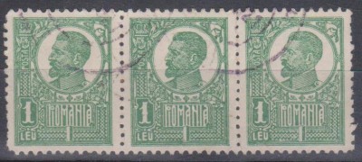 Romania, 1919, Uzuale Ferdinand (bust mare), straif de 3, stampilate (R1) foto