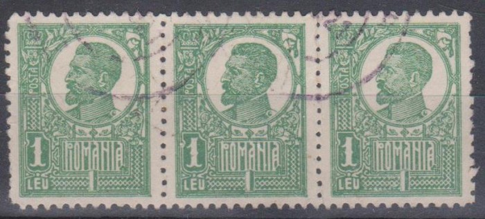 Romania, 1919, Uzuale Ferdinand (bust mare), straif de 3, stampilate (R1)