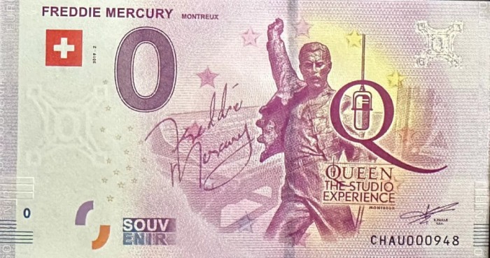 !!! F. RARR : 0 EURO SOUVENIR - ELVETIA , FREDDIE MERCURY - 2019.2 - UNC // NU TRIMIT PRIN CURIER