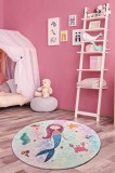 Cumpara ieftin Covor de Copii Rotund Mermaid, Multicolor, 140x140 cm