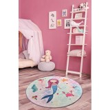 Covor de Copii Rotund Mermaid, Multicolor, 140x140 cm