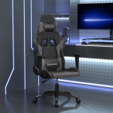 vidaXL Scaun de gaming de masaj, negru și gri, piele ecologică