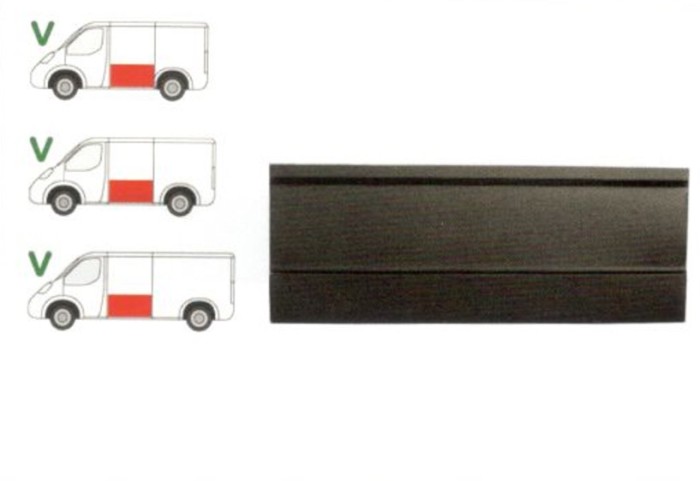 Segment reparatie panou lateral Mercedes 207-410 1977-1995 Pt Modelul Scurt/Mijlociu/Lung , partea Stanga, Partea Inferioara,Metal,Segment Lat, Cu 2