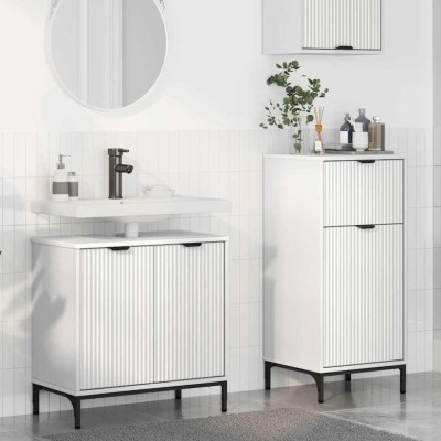 vidaXL Set de mobilier pentru baie cu raft 2 pcs Alb 39.5 x 36 x 88 cm 3393093 foto