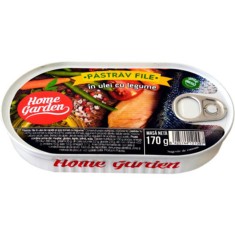 Pastrav File in Ulei cu Legume, Home Garden, 170 g, Conserva de Pastrav, Conserva de Peste Home Garden, Pastrav File in Ulei cu Legume in Conserva, Pa foto