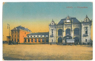 3845 - ARAD, Railway Station, Romania - old postcard - used - 1918 foto