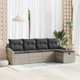 VidaXL Set de canapele pentru grădină 5 pcs Gri deschis Rattan poli 3359261