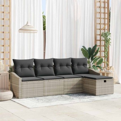 vidaXL Set de canapele pentru grădină 5 pcs Gri deschis Rattan poli 3359261 foto