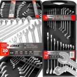 Set chei fixe combinate 6-32mm + fixe furca + inelare cu cot 20piese (V35338), Verke