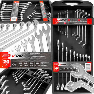 Set chei fixe combinate 6-32mm + fixe furca + inelare cu cot 20piese (V35338) foto