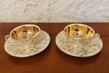 2 CESCUTE CU FARFURIOARE DIN PORTELAN FIN- MARCAJ Sch &amp; K ECHT GOLD BAVARIA