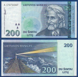 LITUANIA █ bancnota █ 200 Litu █ 1997 █ P-63 █ UNC █ necirculata