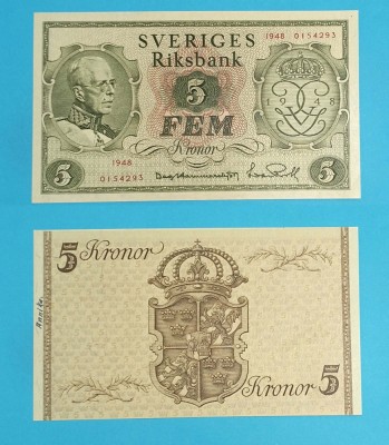 Suedia (p41) 5 Kronor 1948 &amp;#039;Nonagenar&amp;#039; serie: 1948 0154293, Comemorativa foto
