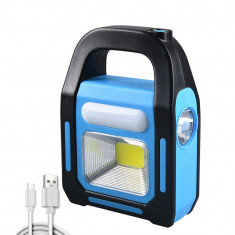 Lanterna LED cu incarcare solara HB9707B2, USB, COB