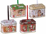 Set 4 cutii Craciun metal multicolor RT cm 6,5 x 4 x 5,5 H