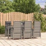 VidaXL Set mobilier de grădină cu perne, 7 piese, gri, poliratan