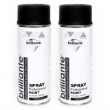 Pachet x 2 Vopsea Brilliante Spray Negru Grafit Mat RAL 9011 400 ml