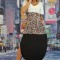 J754RR-1122 Rochie casual tip tricou lung oversize cu imprimeu leopard