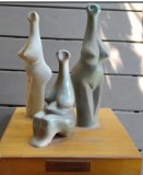 Lucrare sculptură ceramică Victor Cristea / h 25 cm / statuete arhaice expresive