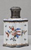 Sticla din portelan pentru parfum, pictat manual, dop din argint, Franta, Sfarsit secol XIX